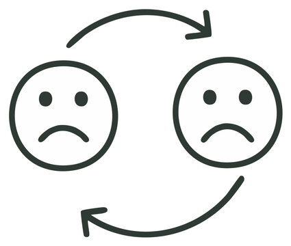 Vicious Circle of Sadness and Negative Thinking Conceptual Line Icon