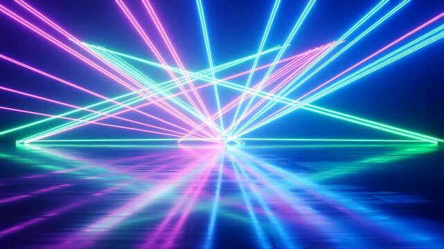 Colorful laser lights creating dynamic patterns on a reflective surface. Ideal for events, parties, and visual entertainment experiences