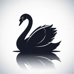 Obraz premium Black Swan Silhouette with Reflection.
