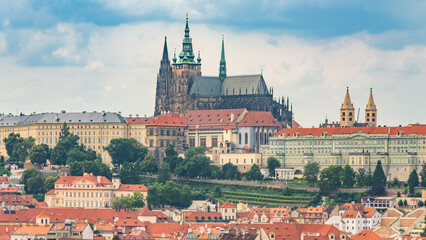 Obraz premium Prague Castle and St Vitus Cathedral, the most famous landmarks in the capital of Czechia 