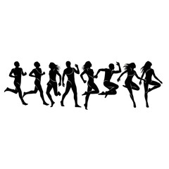 Group of Runners in Motion Silhouettes.