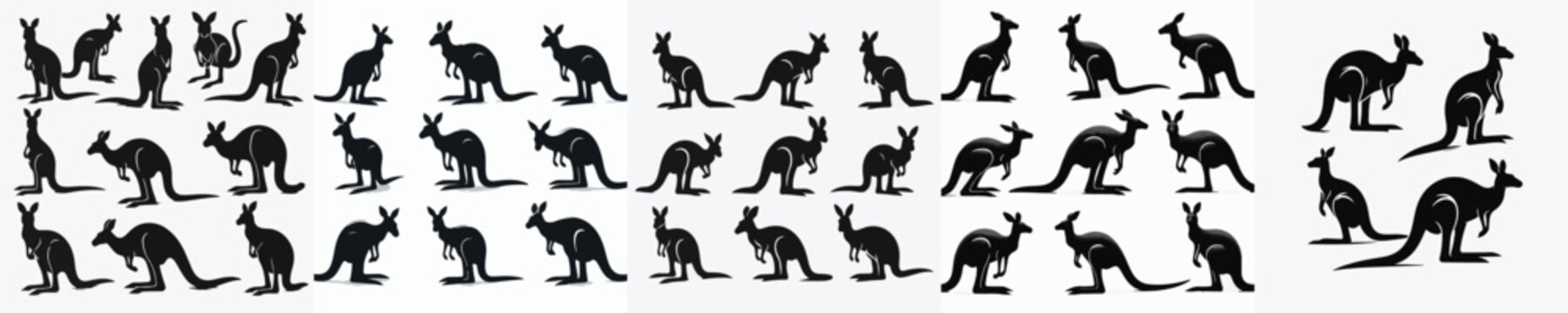 Vector set image silhouette of kangaroo