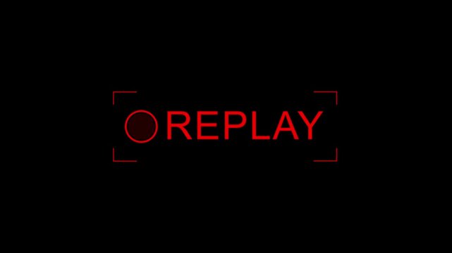 Red Replay Button with Circular Play on Black Background Minimalist for Media and Entertainment circular play black background