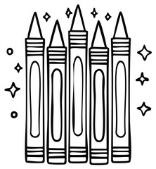 Fototapeta premium Crayons outline for coloring activity creativity art craft supplies school drawing tools artist illustration education learning supplies
