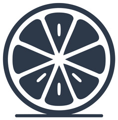 Fototapeta premium Stylized citrus slice illustration with radial segments, juicy fruit icon, and abstract single color.