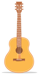 Obraz premium Acoustic guitar close-up illustration in simple colors with light background