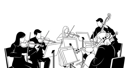Fototapeta premium Harmonious Classical Orchestra String Players Graphic