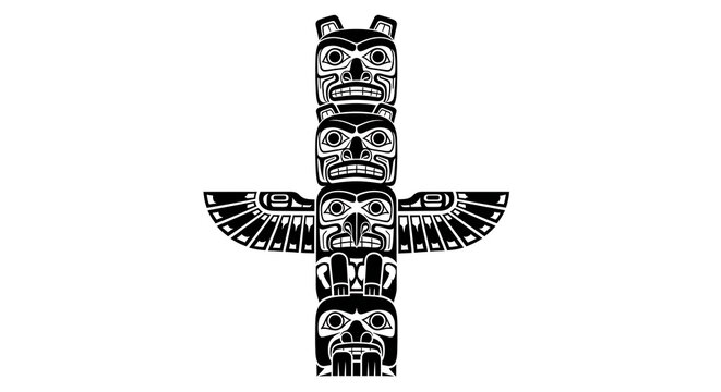 Northwest Coast Totem Pole Cultural Art Symbol