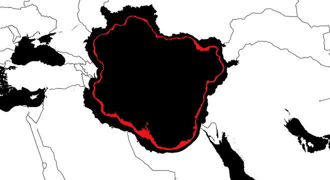 Persian Heartland Geopolitical Map Red Outline