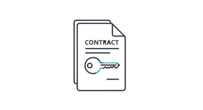 Contract Document with Key Icon Illustration.