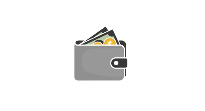 Gray Wallet with Cash and Cards.