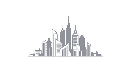 Fototapeta premium City Skyline Silhouette with Skyscrapers Illustration.