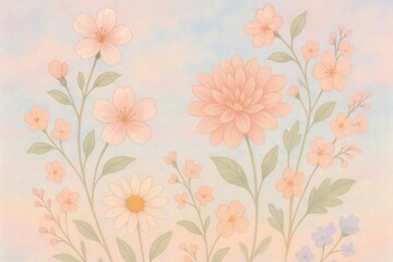 Obraz premium Pastel floral dreamy background