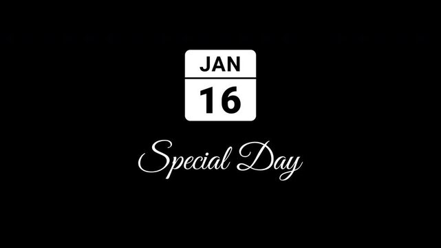 Special Day January 16th White Animated Calendar