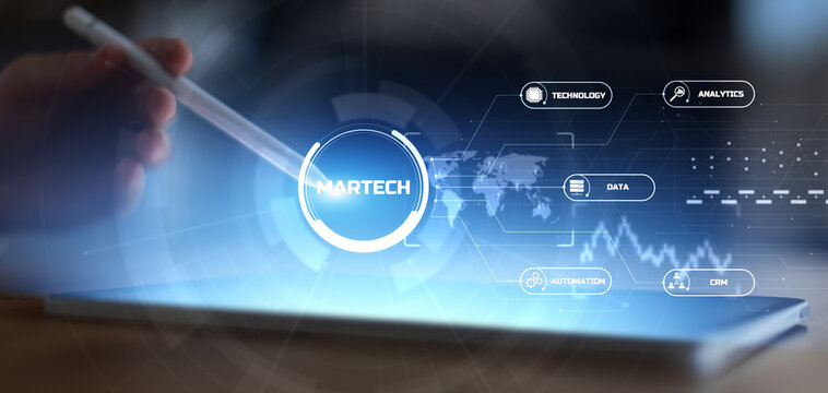 MarTech Technology and Data Driven Marketing with Analytics Automation and CRM Integration.