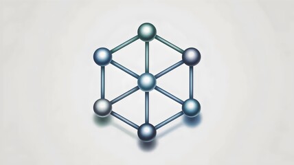 Obraz premium Symmetrical molecule nodes square illustration – Suitable for high-tech chemistry, laboratory science, or atomic physics.