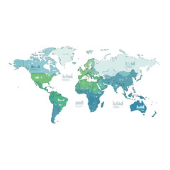 Fototapeta premium World Map Illustration with Colorful Continents.