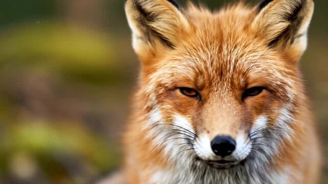 Red Fox Closeup Portrait in Natural Habitat.