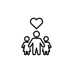 Family icon with heart illustration depicting love and connection  