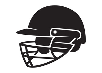 cricket helmet logo silhouette vector, batsman helmet logo silhouette vector illustration, safety helmet logo silhouette, sports protection equipment helmet logo silhouette design on white background