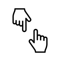 Obraz premium Hands pointing to each other in minimalist line art design 
