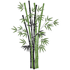 Fototapeta premium Minimalist Green and Black Bamboo Stalks Vector Illustration