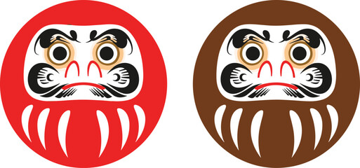 Fototapeta premium Daruma Doll Vector Illustration Showing Traditional Japanese Good Luck Talismans