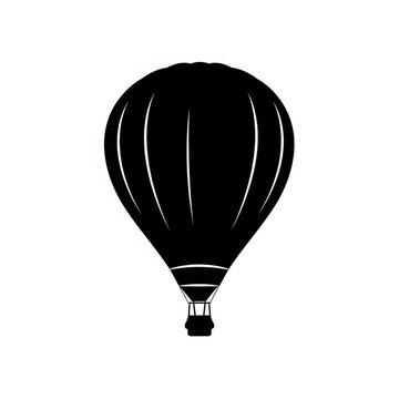 Black Hot Air Balloon Silhouette Icon.