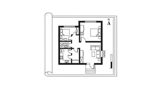 House Floor Plan Blueprint Design.