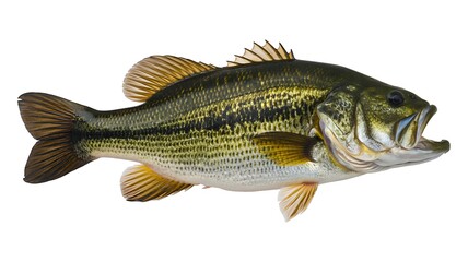 Freshwater bass fish isolated on white background
