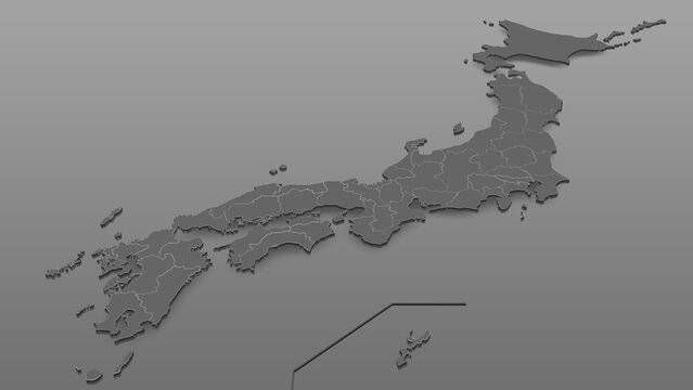 日本地図 グレーグラデーション背景 シンプルCGマップ