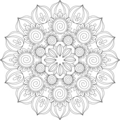 Fototapeta premium Intricate Zen Pattern Mandala Art with Floral Elements Spiral Swirl for Peaceful Zenpattern