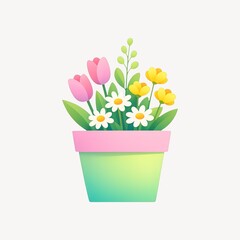 Fototapeta premium Colorful flowers in decorative pot.