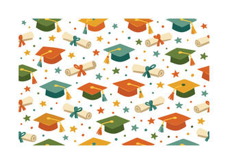 Naklejka premium academic celebration composition seamless pattern, repeating pattern, surface design, textile print, playful