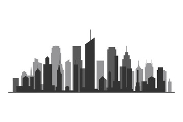 Obraz premium City skyline with tall buildings and skyscrapers in gray and black colors urban landscape