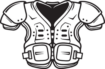 A black and white drawing of a football chest protector