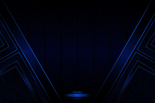 Dark Blue Abstract Background With Futuristic Shiny Lines adn Glitter