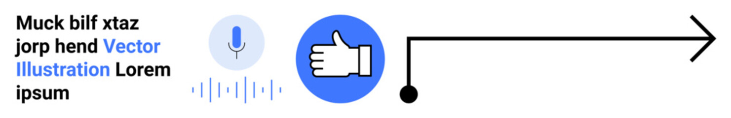 Obraz premium Voice assistants, user feedback, interaction design, information flow, approval systems, interface elements. Microphone symbol, thumbs-up icon directional arrow. Voice interaction and user feedback
