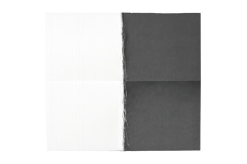 Fototapeta premium Torn paper separating black and white contrast dualism