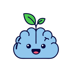 vector of a happy brain thinking about nature