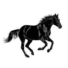 Black Horse Running Silhouette Illustration.