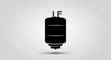 Obraz premium Black Silhouette of a Gas Tank or Pressure Vessel on a Gray Textured Background