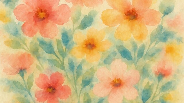 Vibrant watercolor floral desktop wallpaper