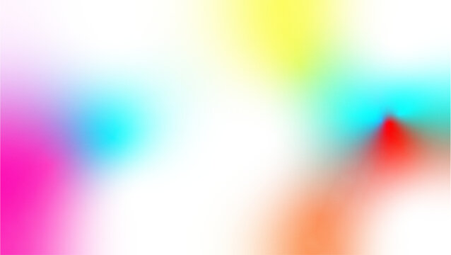 White multicolor pink yellow cyan blue abstract background. Color gradient ombre blend. Soft blur fade transition. Bright light glow flash haze shine neon effect. Smooth fluid shapes with subtle mesh 