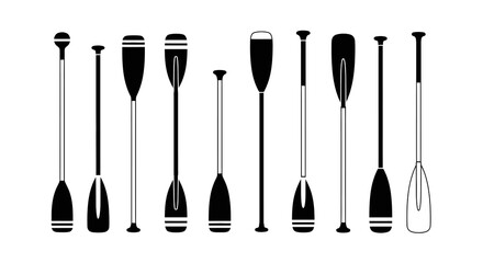 Collection of minimalist boat paddle and oar silhouettes © tere