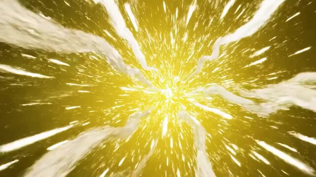 Abstract depiction of a bright yellow explosion with white streaks