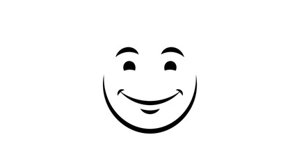 Fototapeta premium Simple Black and White Smiley Face Icon, Happy Emotion Symbol, Minimalist Design