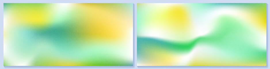 Noisy gradient bg with green yellow leaves, spring earth gradation. Emerald white abstract glitter and light colorful gold pattern. Golden grainy spring nature. Fresh greenery of wave satin aesthetic