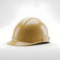 Fototapeta premium The worker wearing an orange helmet sits on a site outdoors