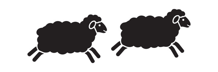 Obraz premium Jumping sheep silhouette icon representing the counting sheep sleep concept vector animal illustration